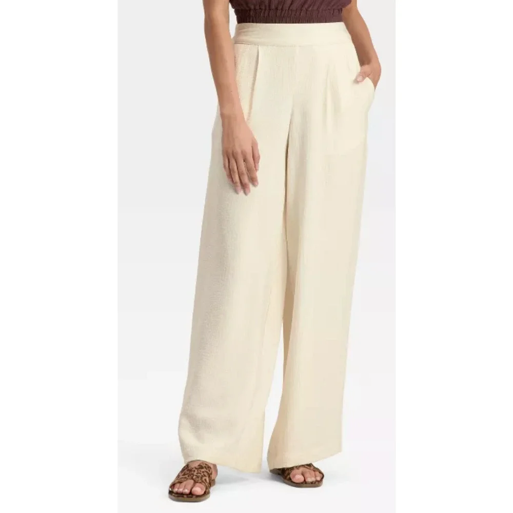 A NEW DAY WOMENS CREAM PULL ON PANTS XL
